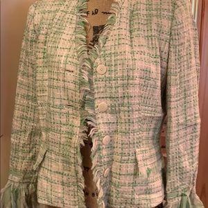 EUC lined jacket ribbon sleeves 4 button closure